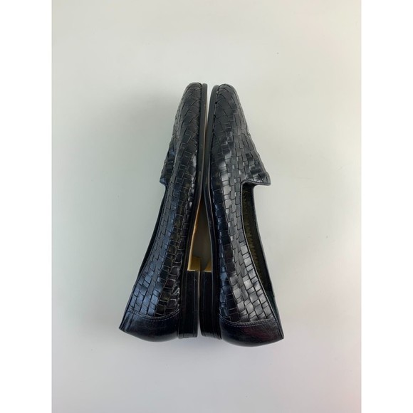 Trotters Liz Black Woven Leather Loafer Slip On Almond Toe Dress Shoe Womens 8 M - Picture 11 of 12